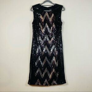 Vintage Night Way Sequins Chevron Midi Dress